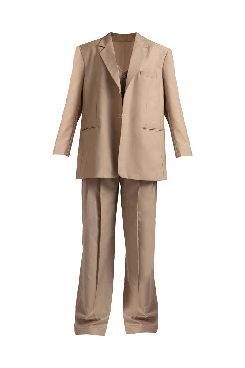 MASHA DESERT TAN THREE-PIECE SUIT SET - CULT MIA