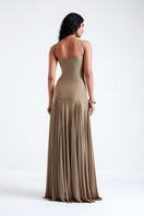 Deme By Gabriella Berta French Gray gown with elegant flowing fabric and intricate detailing, perfect for formal occasions.