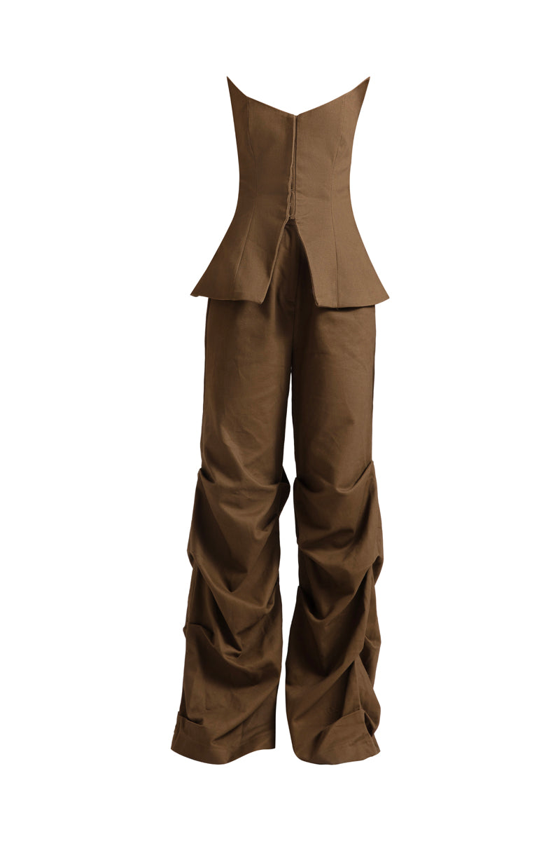 GISELE MILITARY OLIVE TOP AND PANTS SET - CULT MIA