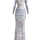 Deme by Gabriella Andrea Gray Maxi Dress with flowing fabric and elegant design, perfect for summer or formal occasions.