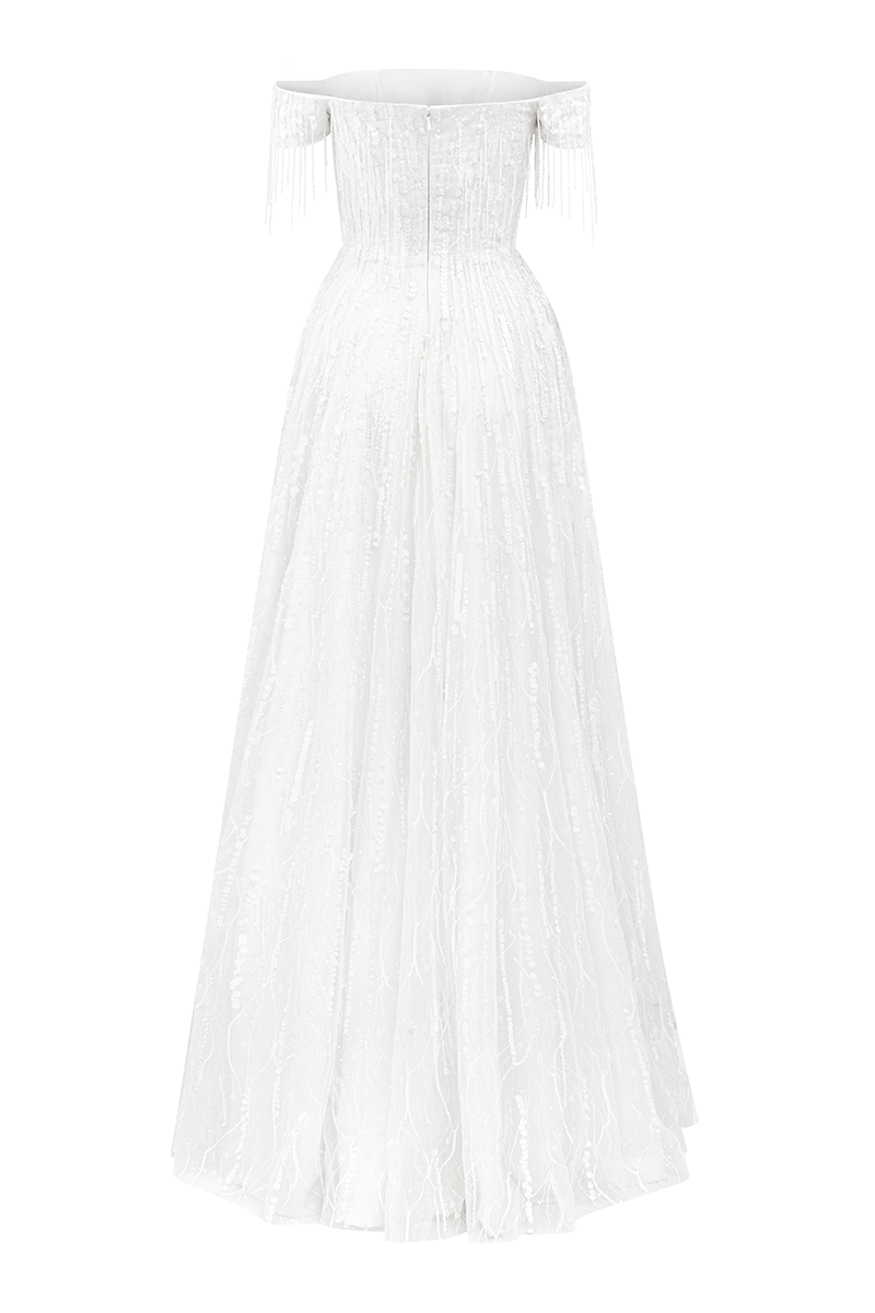 OFF-SHOULDER SEQUIN EMBELLISHED DRESS - CULT MIA
