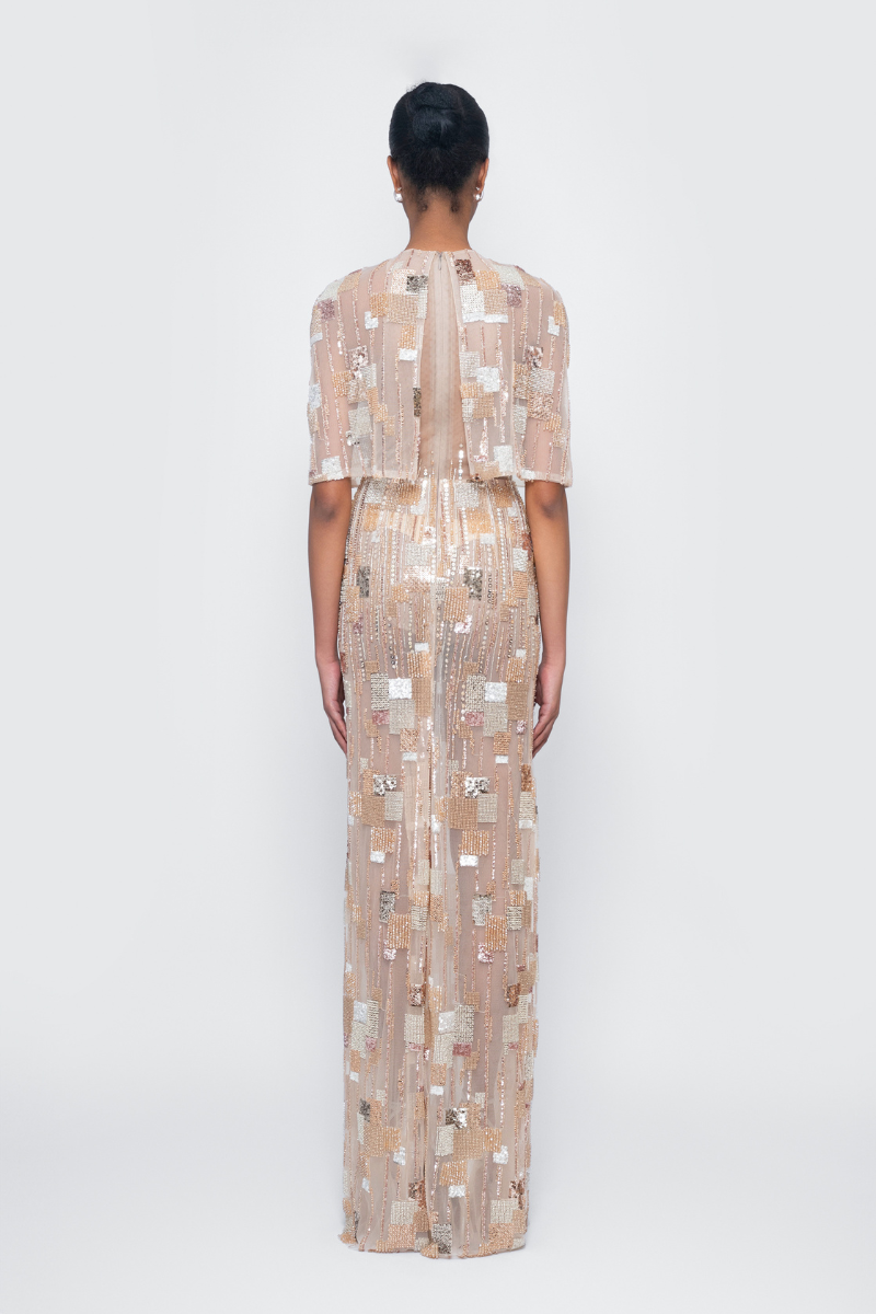 FREEZE PONCHO MAXI DRESS IN NEUTRAL - CULT MIA