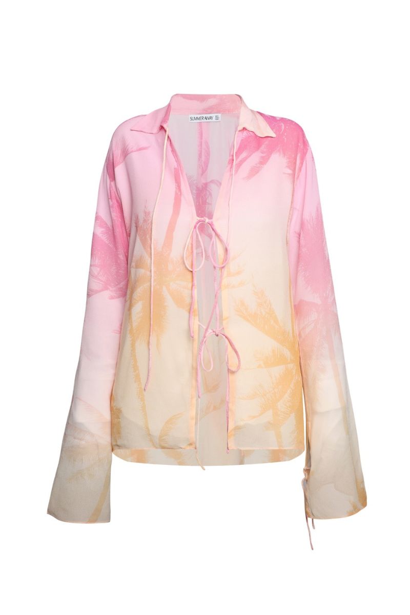 Summer Away Merlette shirt in Afterglow color, featuring a stylish, casual tops design with a relaxed fit and soft fabric.