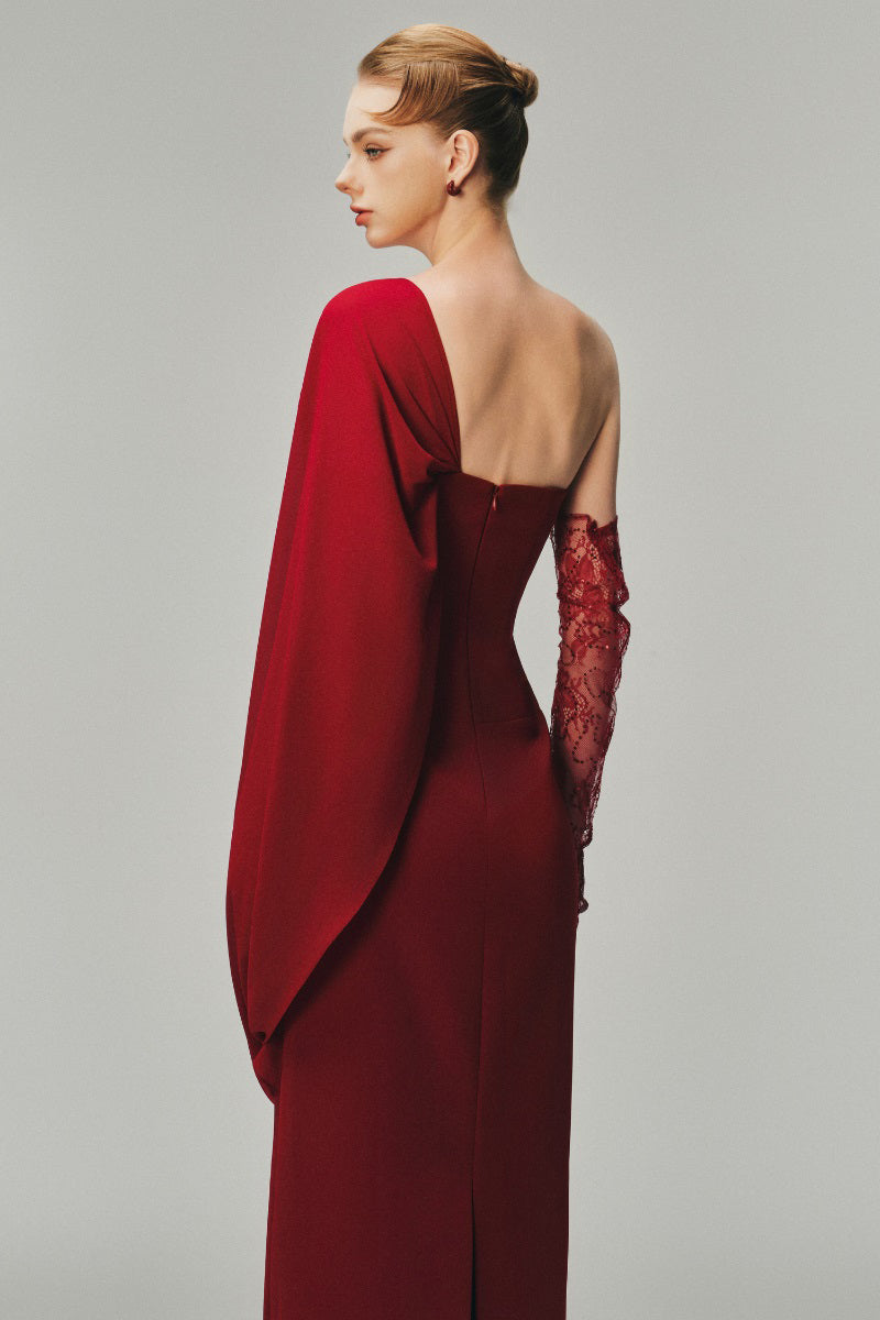 EVA One-Shoulder Maxi Dress by Margée Atelier, elegant black dress with asymmetric shoulder detail, flowing fabric and relaxed fit.