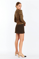 Mestiza New York Isabel leopard print brown cardigan, cozy knit with long sleeves and button front, stylish and warm.