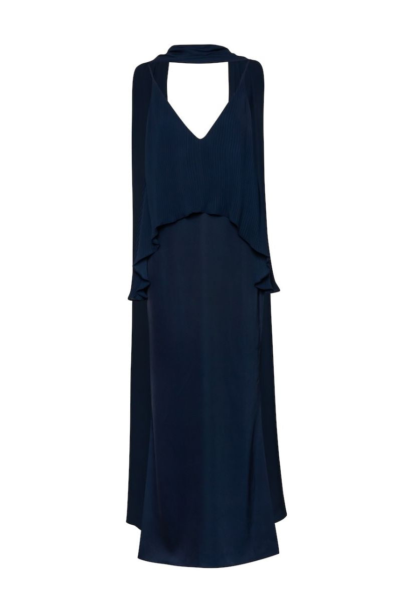Baobab Danielle maxi dress featuring a flowing fabric and elegant design, displayed on a hanger against a plain background.