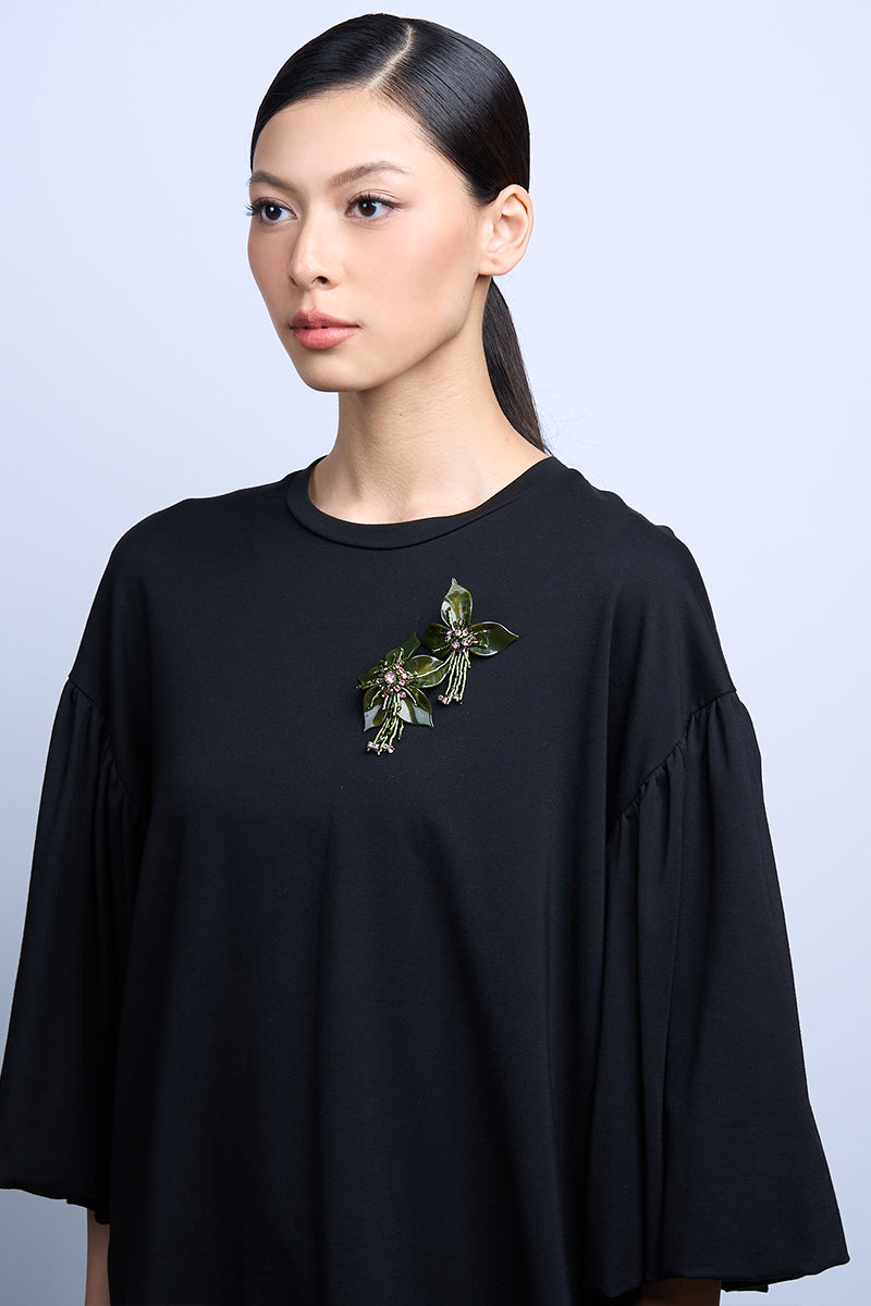 Aidan & Ice Flora Set green brooch with leaf and floral design, perfect for lapels and accessories.