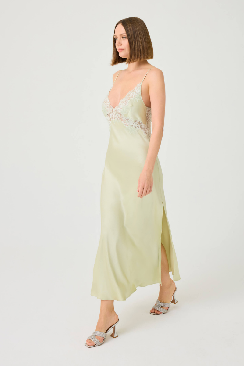 Bocan Couture CAROLINE LONG RAYON NIGHTGOWN WITH LIGHT GREEN LACE | Cult Mia Bocan Couture CAROLINE LONG RAYON NIGHTGOWN WITH LIGHT GREEN LACE | Cult Mia