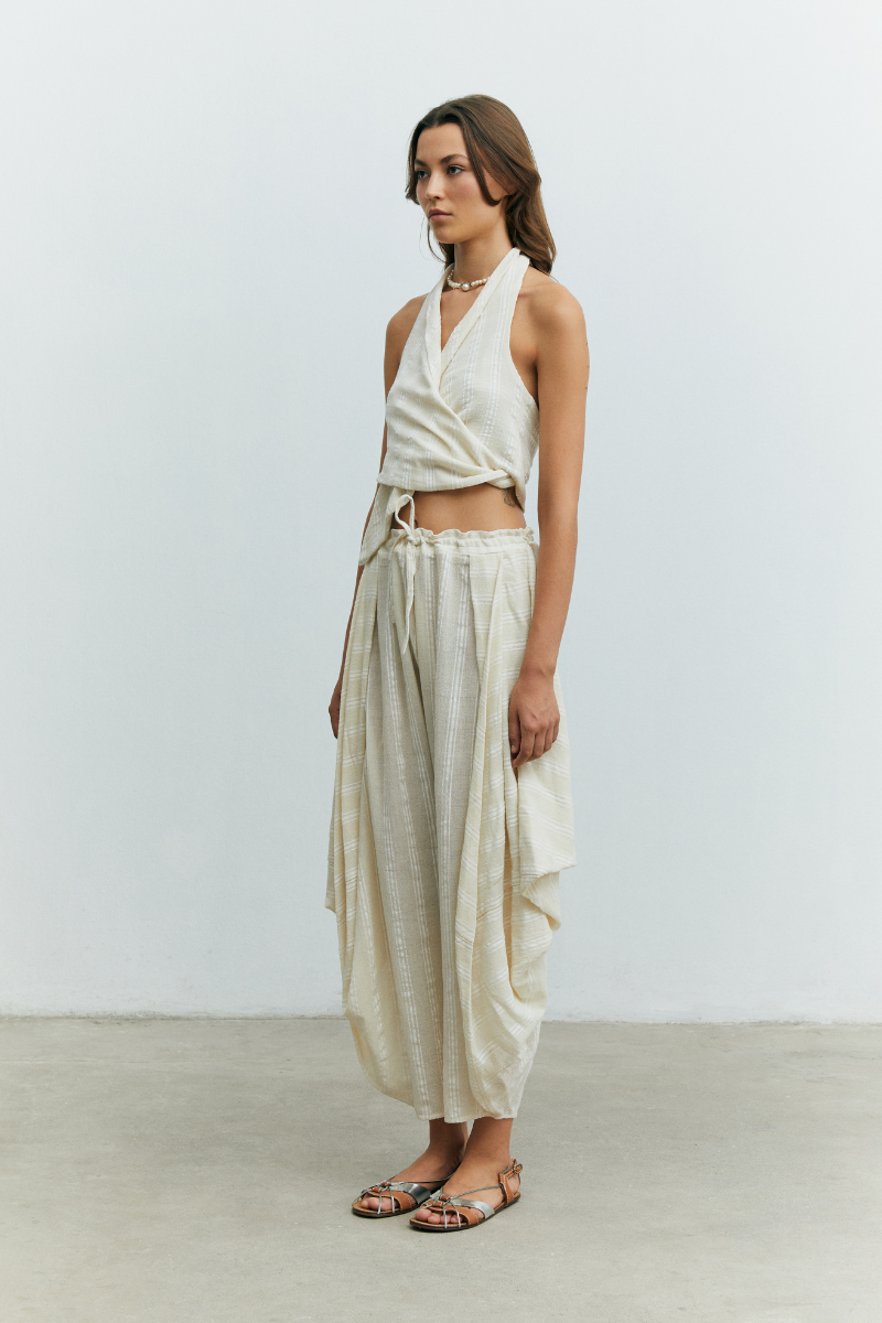 DENIZ WHITE STRIPED TOP - CULT MIA