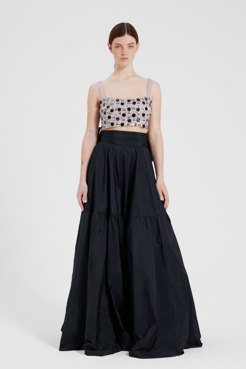 SISI BLACK TAFFETA MAXI SKIRT - CULT MIA