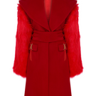 Sudi Etuz oversized coat with removable faux fur sleeves, featuring a stylish design and cozy fabric for cold weather.