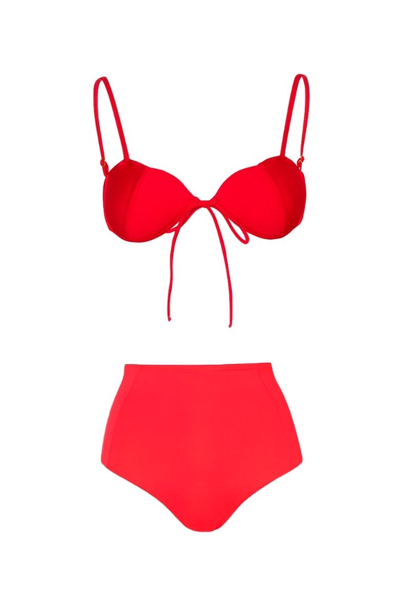 MON CHERRY TOP AND BANES BOTTOM BIKINI IN CHERRY - CULT MIA