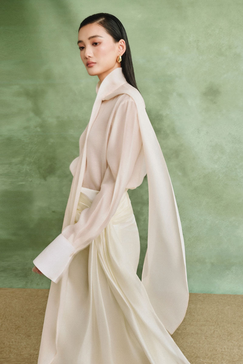 Ivory Grace co-ords set by White Plan featuring a stylish matching top and pants in a soft ivory fabric.