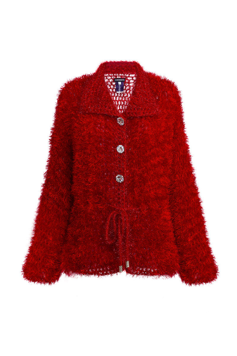 RED MONROE HANDMADE KNIT CARDIGAN DRESS - CULT MIA