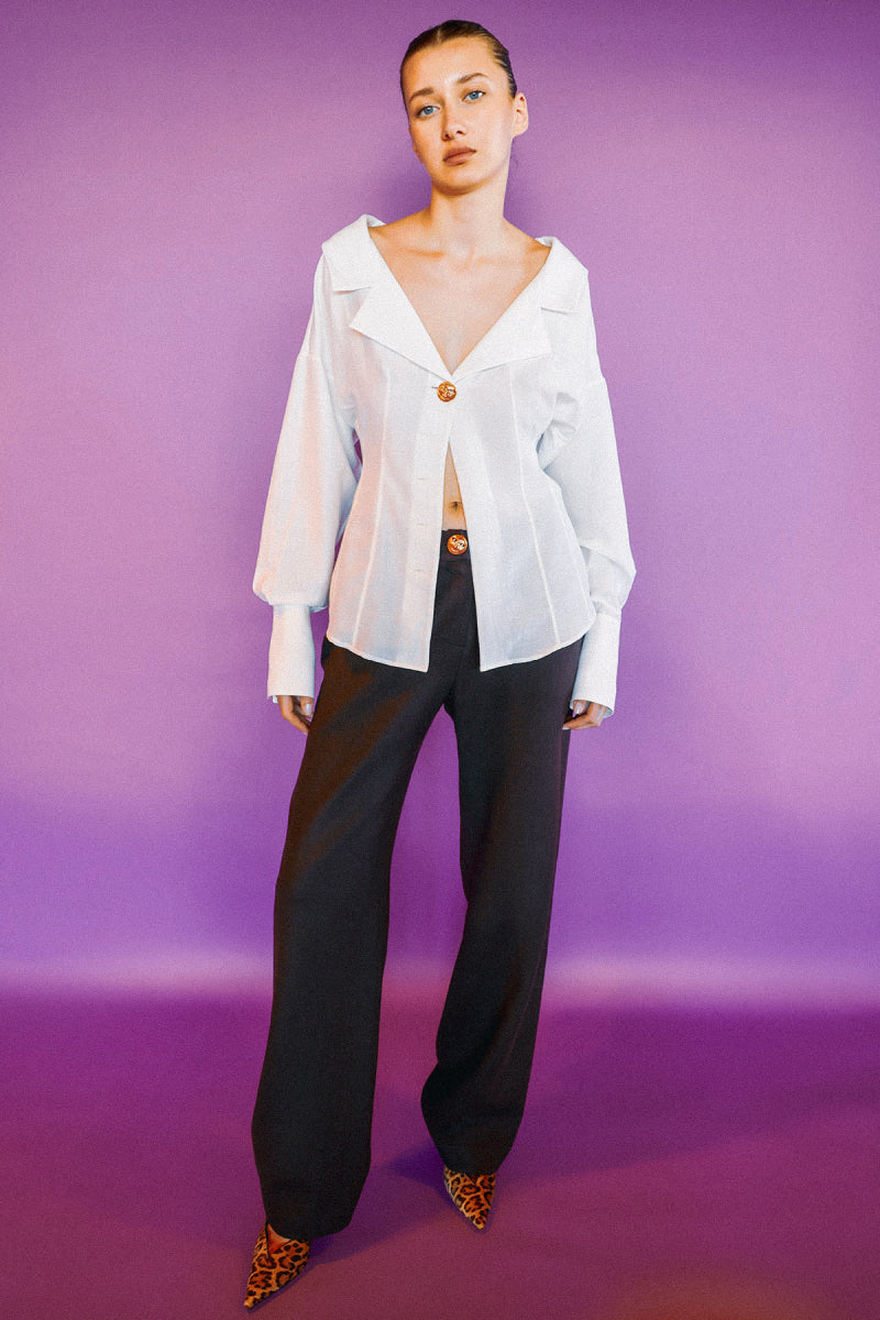 JACQUELINE SHIRT IN ASPARAGUS WHITE - CULT MIA