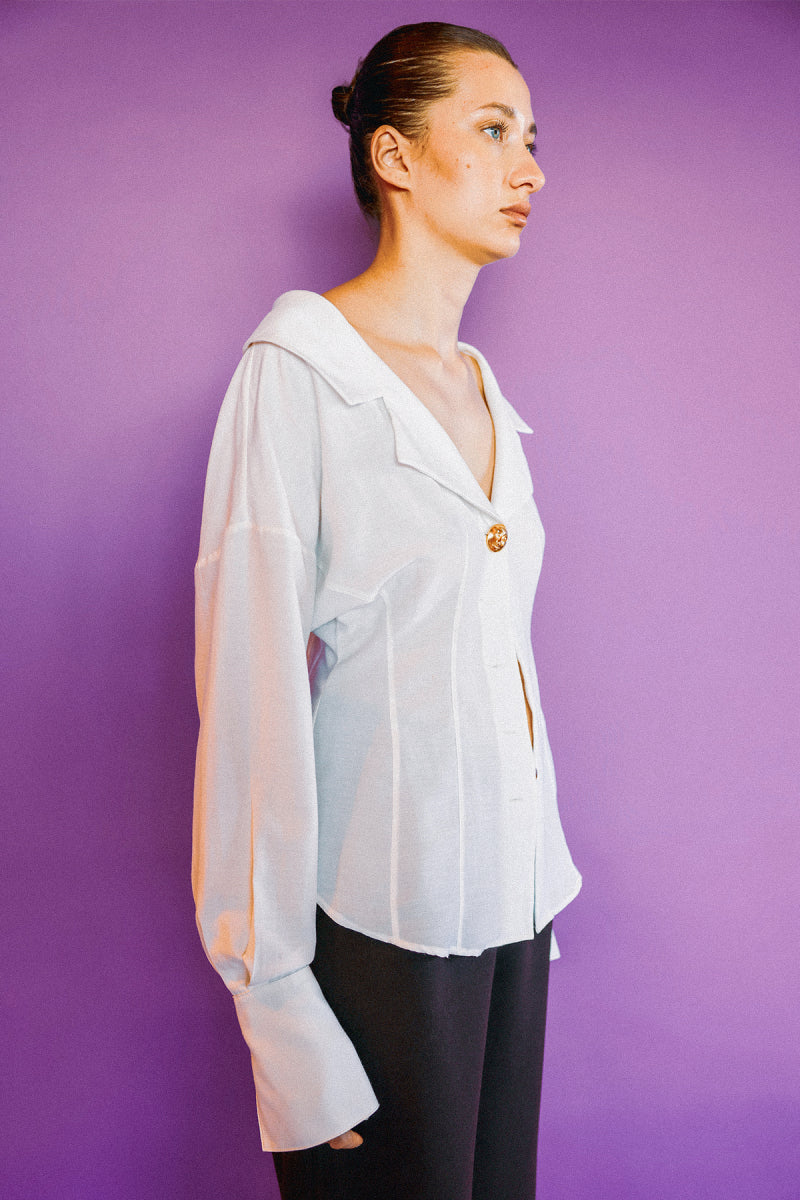 JACQUELINE SHIRT IN ASPARAGUS WHITE - CULT MIA