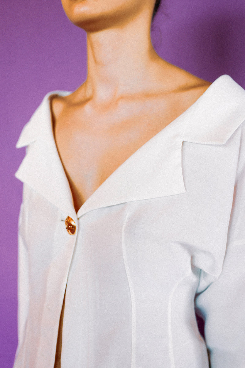 JACQUELINE SHIRT IN ASPARAGUS WHITE - CULT MIA