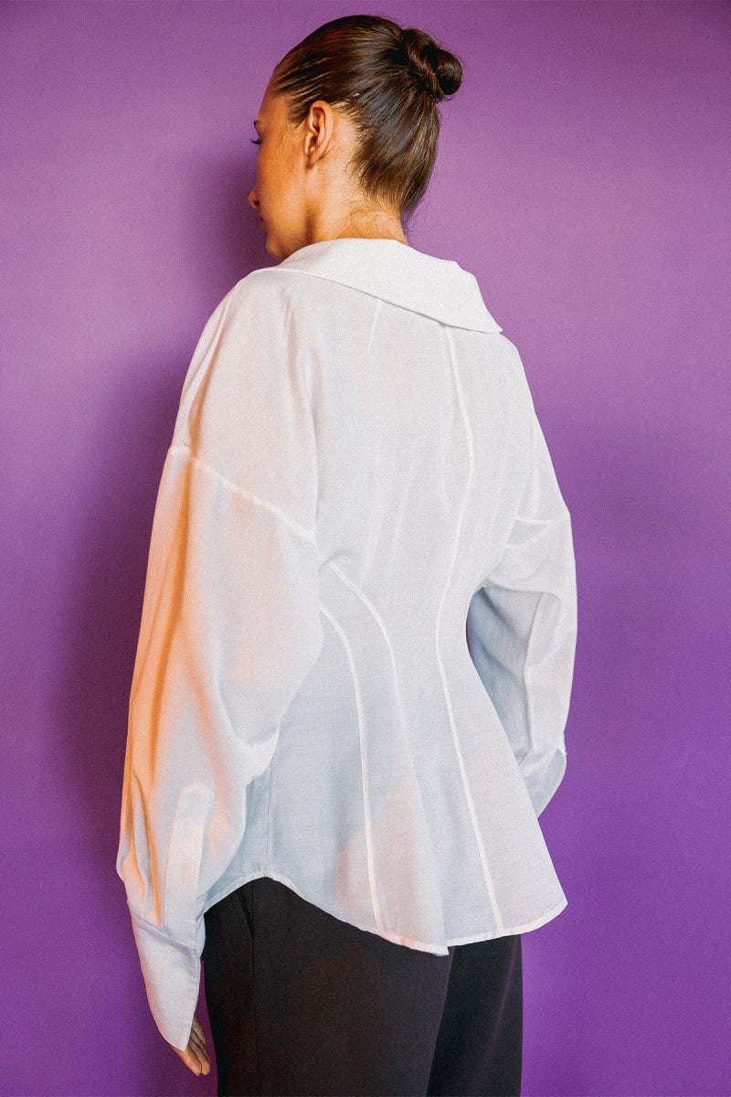 JACQUELINE SHIRT IN ASPARAGUS WHITE - CULT MIA