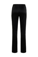 Black slim satin trousers from ELENAREVA, stylish pants with a smooth satin finish and fitted silhouette.