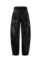 Elenareva black barrel-leg jeans with a high waist and relaxed fit, shown on a model against a plain background.