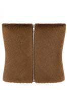 ELENAREVA faux fur corset top with soft, plush texture, designed to enhance the waist and add a stylish touch to any outfit.
