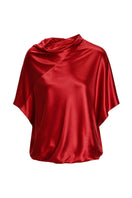 Loose-fit red viscose blouse by ELENAREVA, featuring a relaxed style and soft fabric, perfect for casual or professional looks.