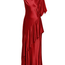 Red maxi dress with ruffles by ELENAREVA, flowing fabric and elegant design perfect for summer or special occasions.