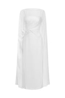 Le Thanh Hoa Cloud Whisper Gown midi dress with flowing fabric and elegant design, front view showing neckline and details