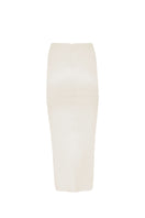 Estefania white gold lilies pareo midi skirt with a flowy, lightweight fabric and elegant floral pattern.