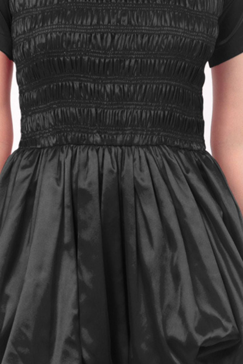 ELEANOR SATIN DRESS IN BLACK - CULT MIA