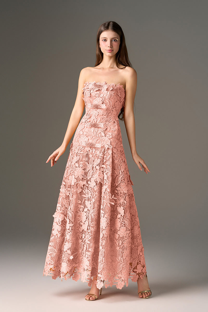CULT MIA X I.H.F STUDIO FLORAL GARDEN PINK STRAPLESS A-LINE DRESS CULT MIA X I.H.F STUDIO FLORAL GARDEN PINK STRAPLESS A-LINE DRESS