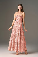 I.H.F Studio Cult Mia X floral garden pink strapless maxi dress with A-line silhouette, featuring a floral pattern and elegant design.