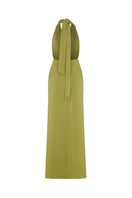 Nazlı Ceren green glow INES jersey long maxi dress with a flowing silhouette and elegant design.