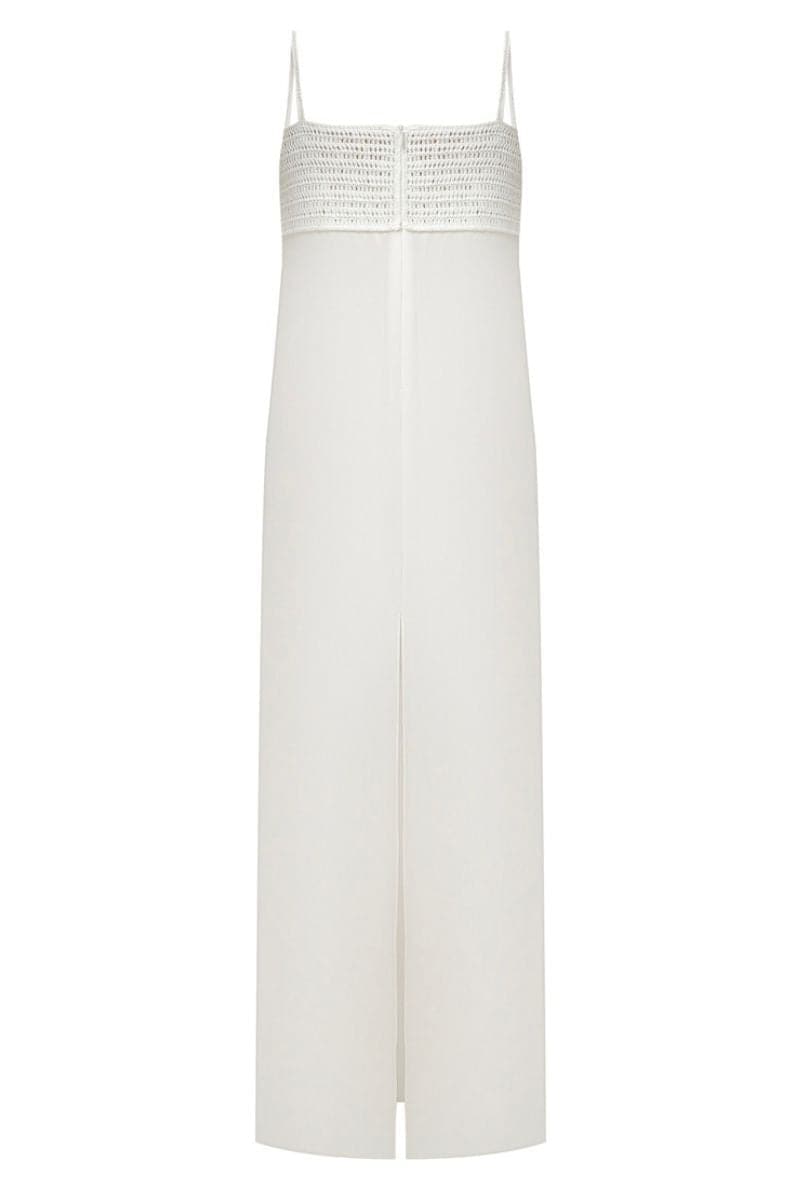 WHITE MAXI DRESS WITH KNITTED TOP - CULT MIA