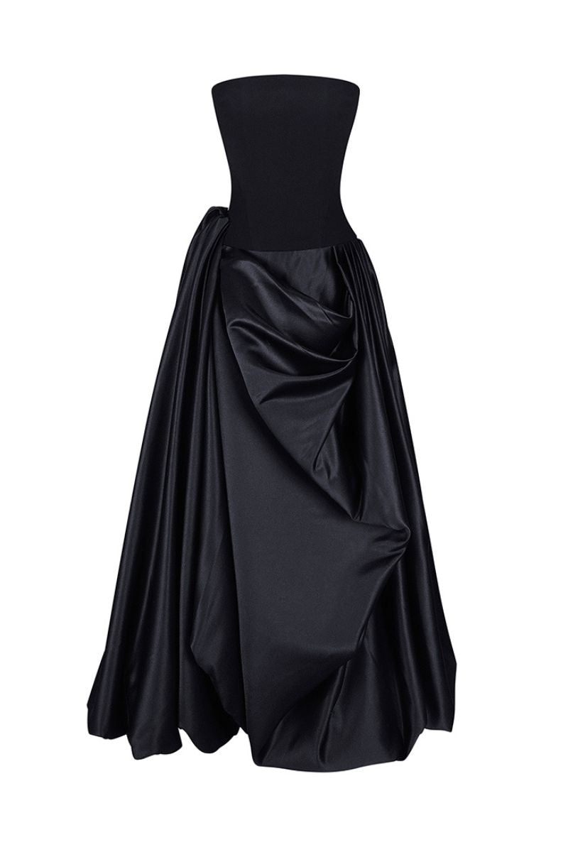BLACK ASYMMETRICAL DRESS IN BLACK - CULT MIA