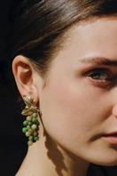 Peracas DAFNE green earrings with gold-tone accents, featuring a sleek, modern design for stylish wear.