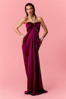 Nur Karaata Sienna Maxi Dress featuring a flowy, ankle-length design with vibrant patterns and elegant sleeveless style.