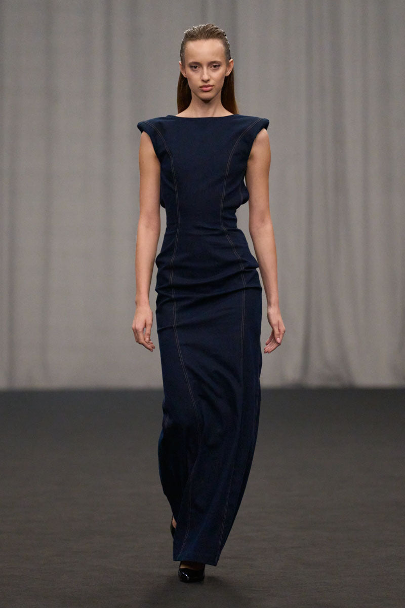 fitted denim pencil dress ELEGANT DENIM PENCIL DRESS | CULT MIA