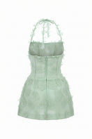 Mint ELISA lace dress by 21Six, a stylish mini dress with intricate lace details and a fitted silhouette.