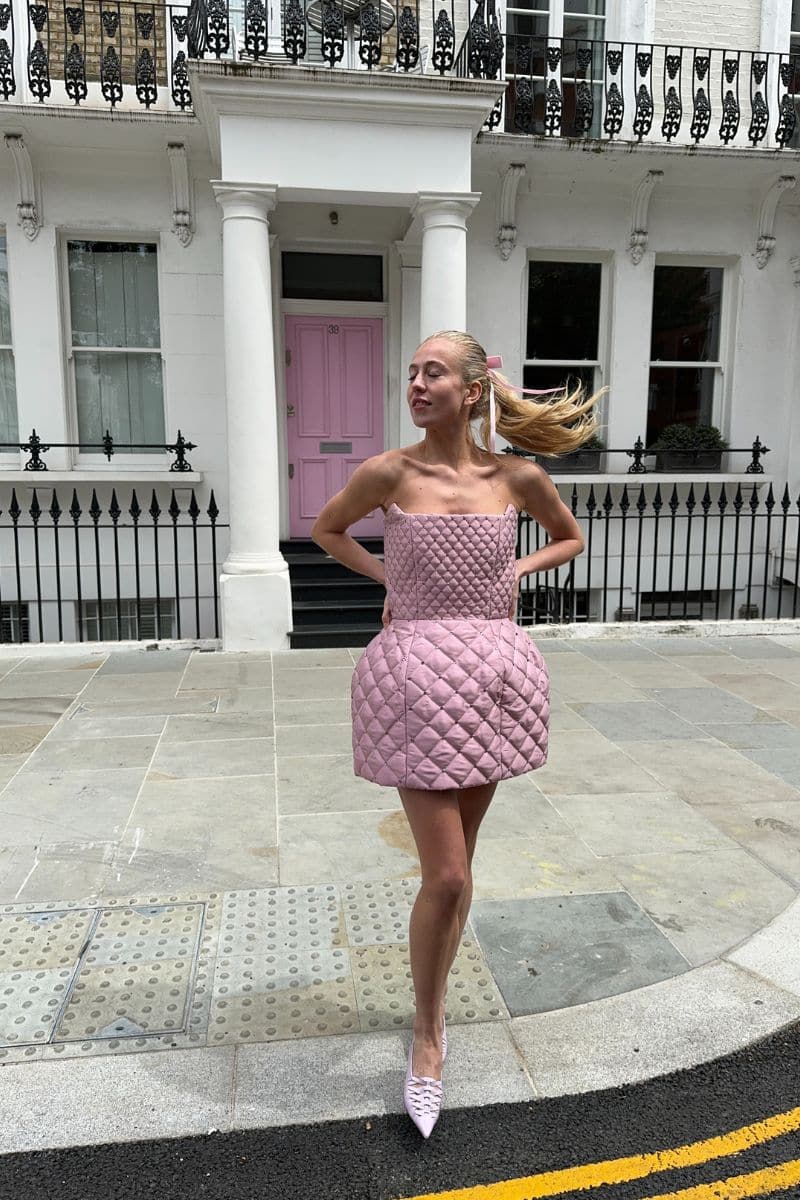CULT MIA X COMPTE SPAIN QUILTED MINI DRESS IN PINK - CULT MIA