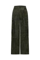 ZUT REMON suede pants in beige with a slim fit and ankle-length design, featuring a smooth texture and modern style.