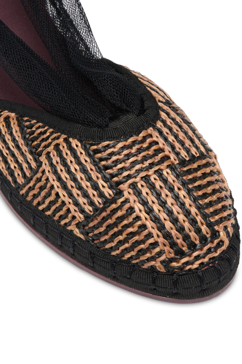 Flabelus Isabella Craft black flats and brown flats with black piping, showcasing stylish, comfortable slip-on footwear.
