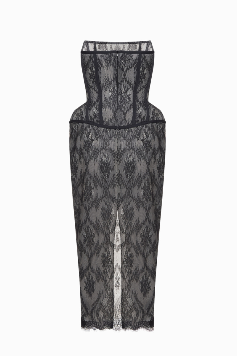 Black Sage dress by Balykina, elegant midi dress with a flowing silhouette and sleeveless design, perfect for stylish occasions.