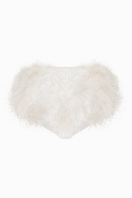 White feathered underwear pants by BALYKINA, showing soft feather details and comfortable fit in a close-up view.