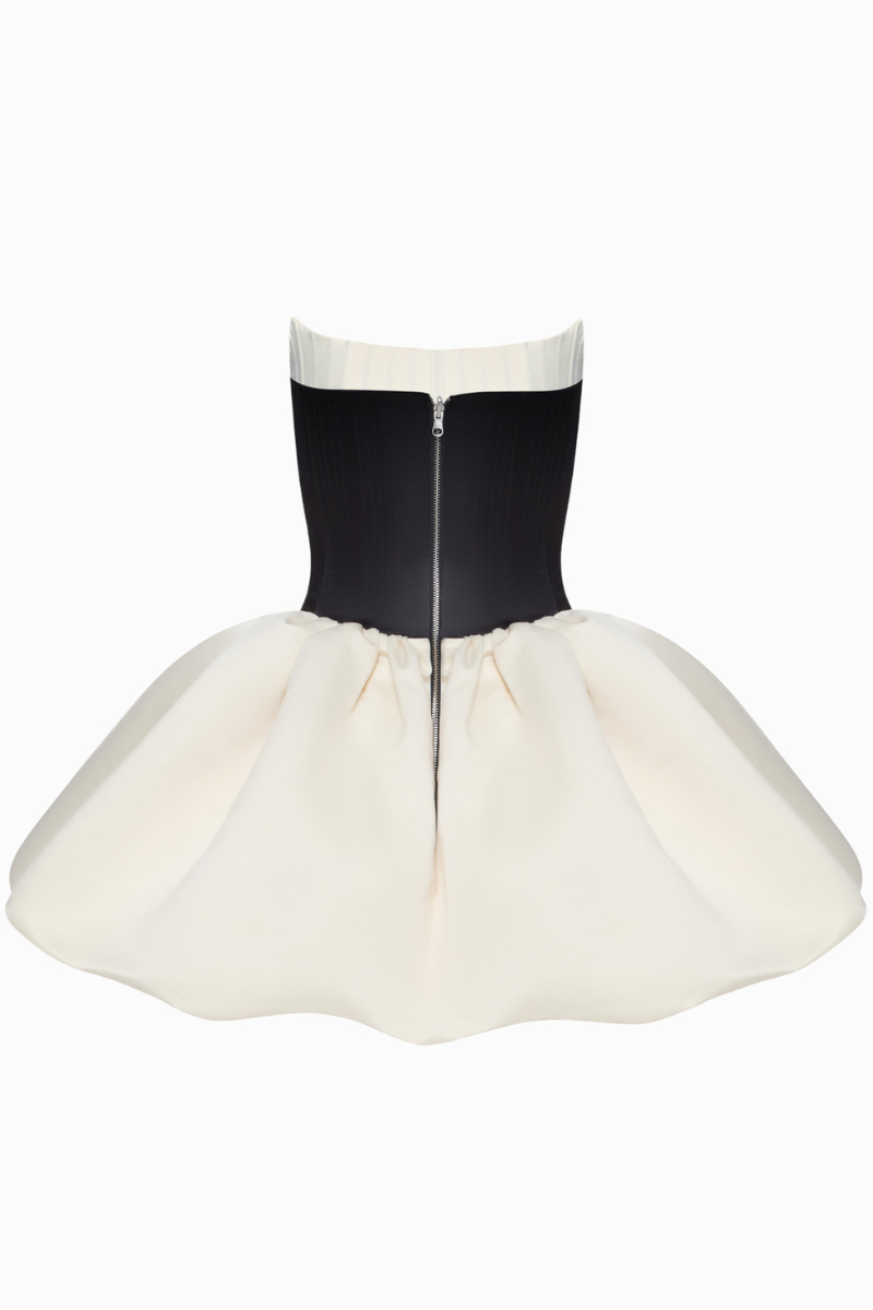 Violet two-sided mini dress by Balykina, featuring a stylish design with vibrant violet fabric and versatile two-way style.