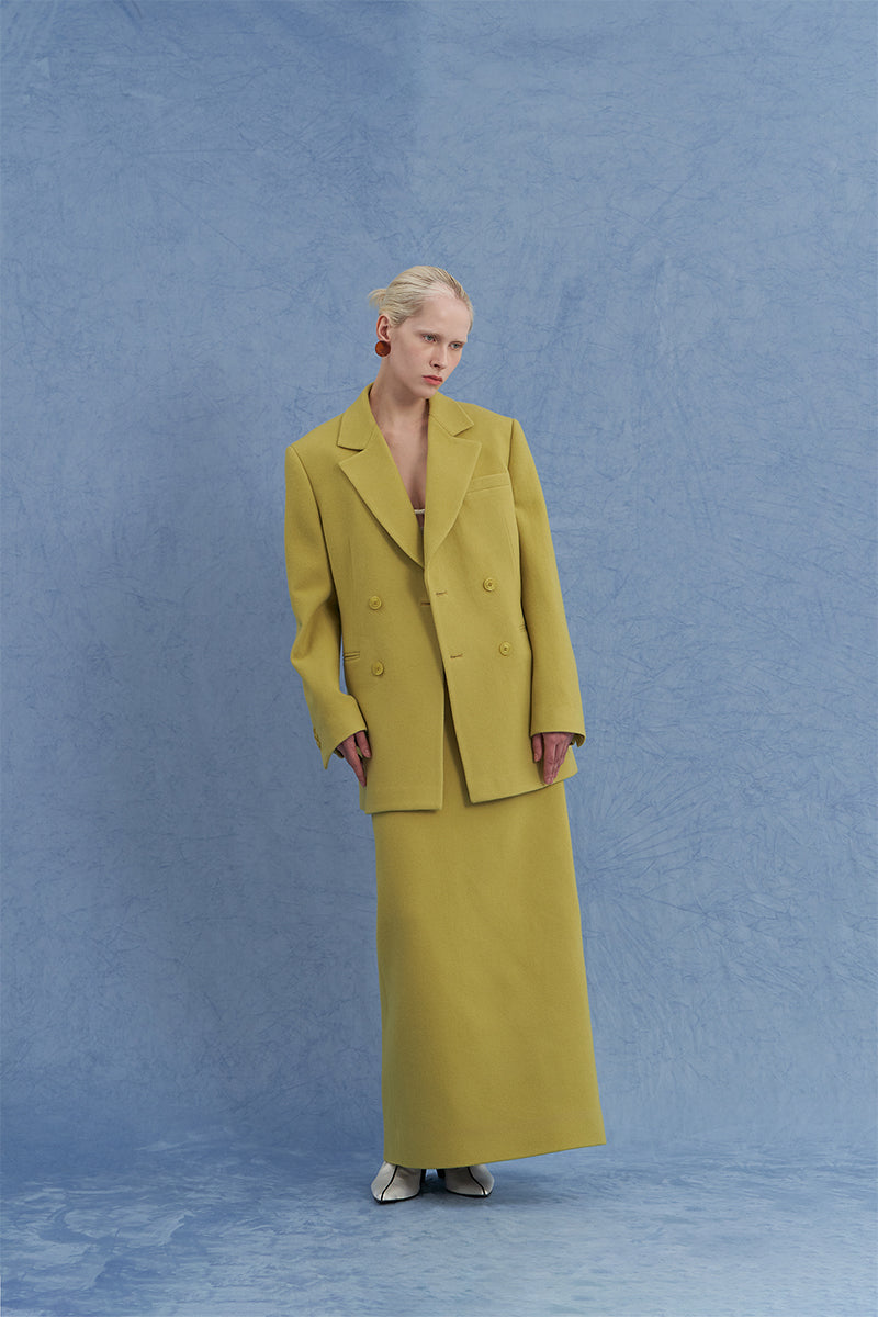 DOUBLE BREASTED WOOL JACKET IN GREEN - CULT MIA