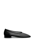 Black mesh ballerina flats by House of Atana with a sleek, lightweight design and soft fabric upper for comfortable wear.