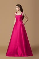 Pink TAFFETA silk lined MAIX gown by I.H.F, showcasing elegant fabric and detailed design in a formal evening dress.