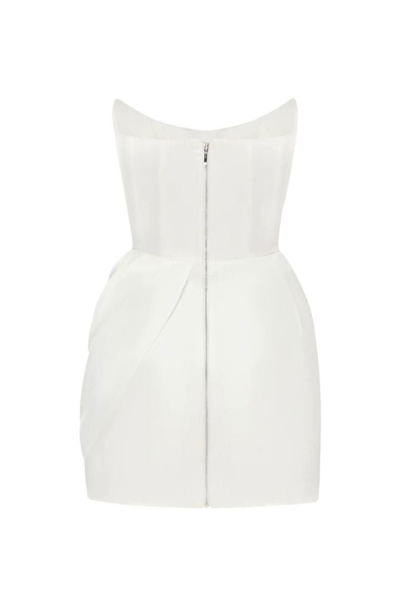 ANASTASIA WHITE MINI DRESS WITH TRAIL - CULT MIA