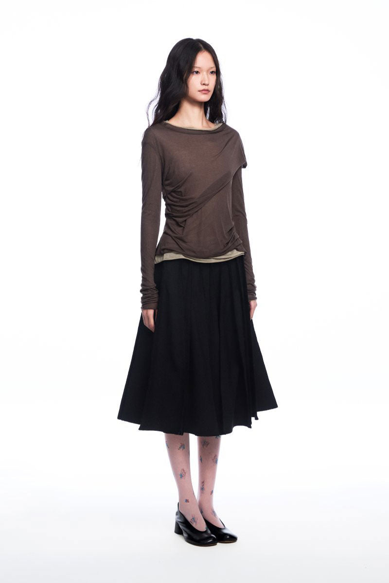 Chictopia layered jersey top featuring a stylish, multi-tiered design in soft, comfortable fabric.